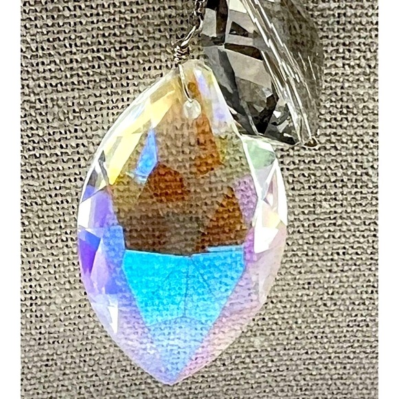 925 Sterling Silver Necklace With Swarovski Crystals & Grey Pearls.  A60 - Picture 11 of 13